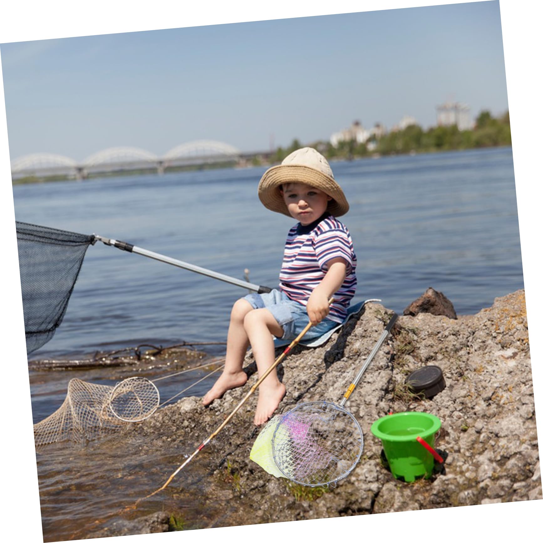 YARNOW Épuisette de Pêche Télescopique en Acier Inoxydable 1, 5m Pliable