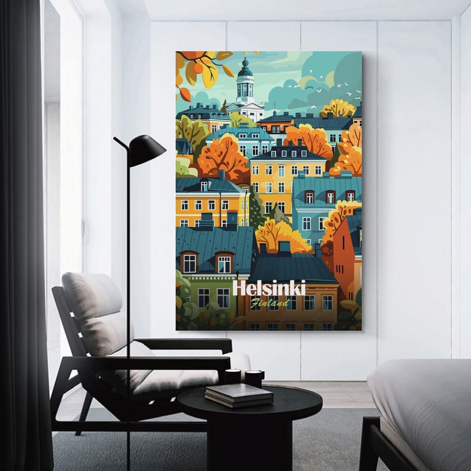 Junmoney Helsinki Finland Cityscape Wall Picture Print 24x36inch(60x90cm), for Home Office, Desk Area Or Studio, Home Office Artwork with Decorative Appeal