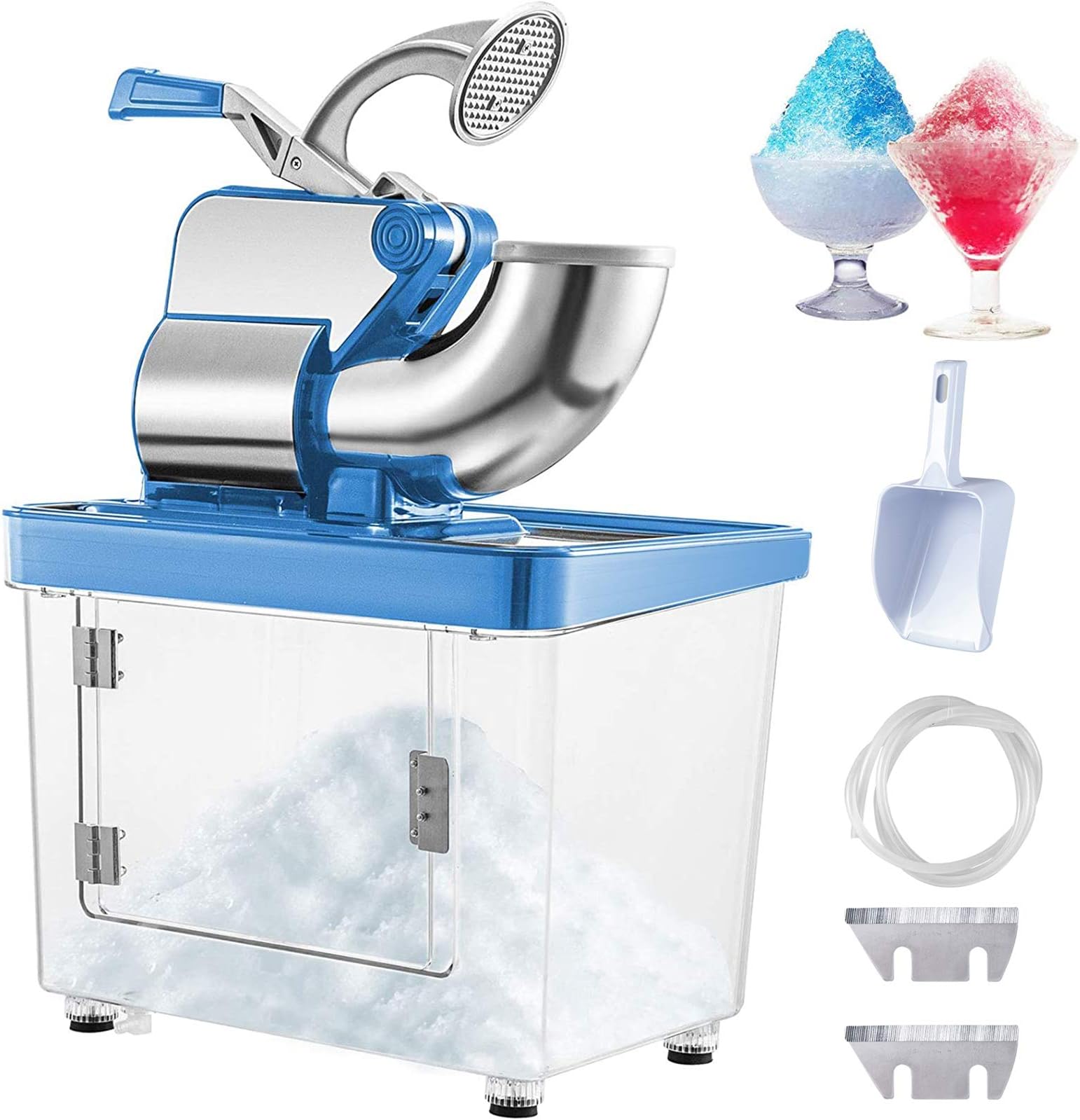 VEVOR 110V Commercial Ice Crusher 661LBS/H, ETL Approved 300W Electric Snow Cone Machine with Dual Blades, Stainless Steel Shaved Ice Machine with Safety On/Off Switch for Family, Restaurants, Bars