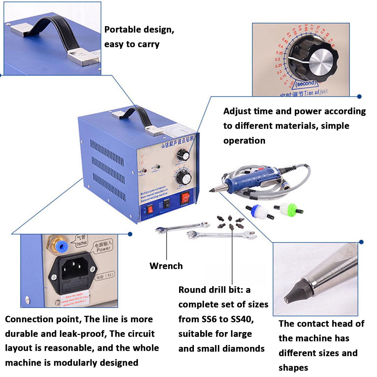 Machine à ultrasons pour strass, applicateur de strass Hotfix, pose de perles (80 pièces/min), pour vêtements, chaussures et décorations