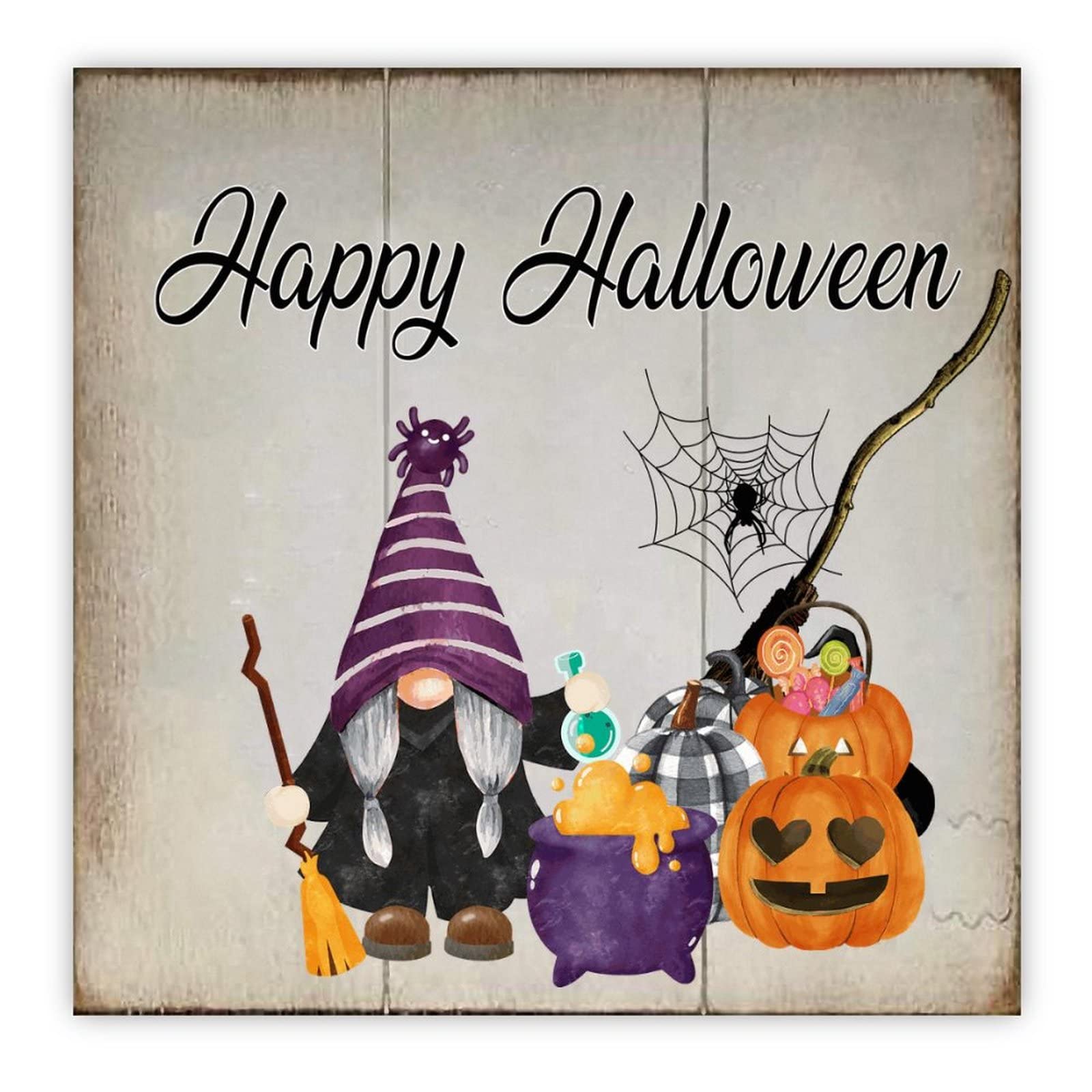 Nain de citrouille d'Halloween plaque en bois decorative salon 30cm