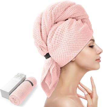YFONG Large Microfiber Hair Towel Wrap for Women, 26" X 40" Super Absorbent