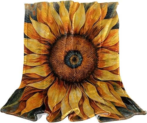 Manta de forro polar con estampado de girasol, tamaño individual, suave, ligera, acogedora, perfecta para cama, sofá, viajes, campamento, 59.0 x disponible en Yaxa Peru