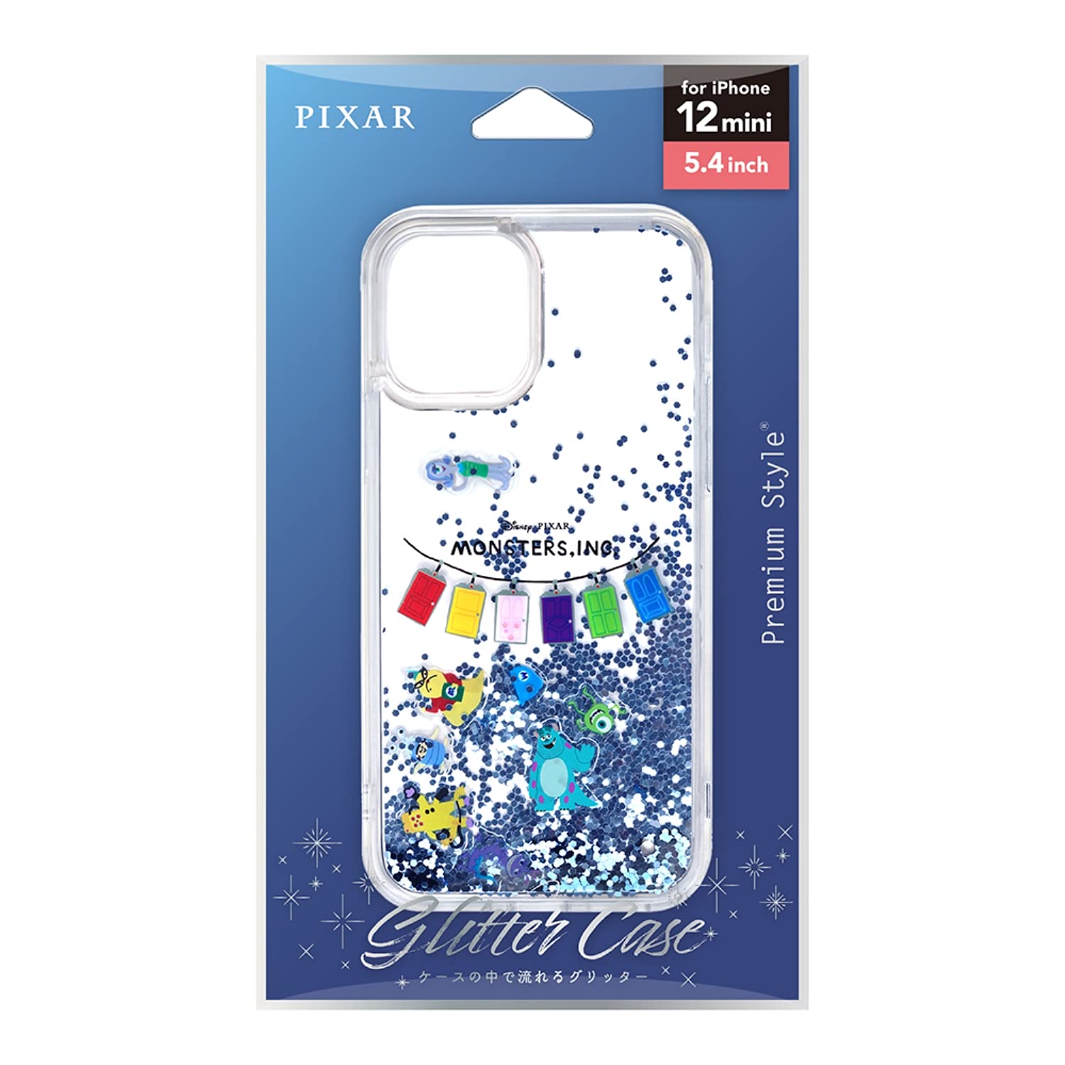 Premium Style グリッターケース iPhone 12 mini用 モンスターズ・インク PG-DLQ20F06MOI