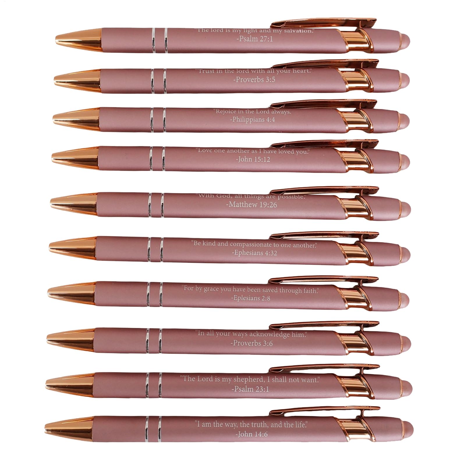 Christian Pens, Retractable Bible Verse Ballpoint Pens, 5.71x0.39 inches Set of 10 Inspirational Scripture Writing Tools, Black Ink, No Bleed, Ideal for Holiday Favors, Church, Office