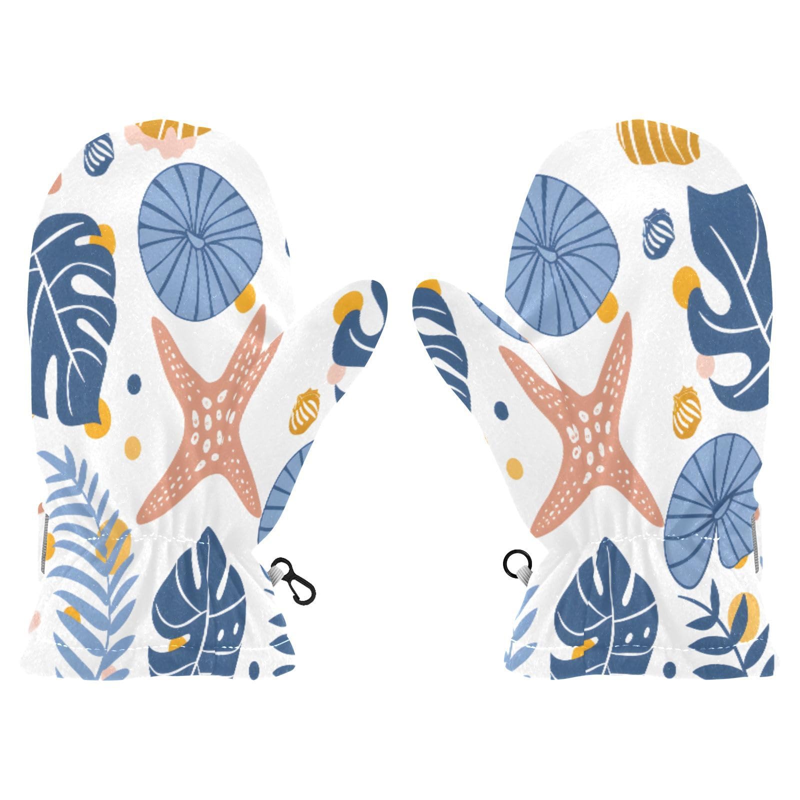 Kid's Winter Gloves Children Warm Gloves Shell Plants Leafs for Boys Girl Age 4-6 Years