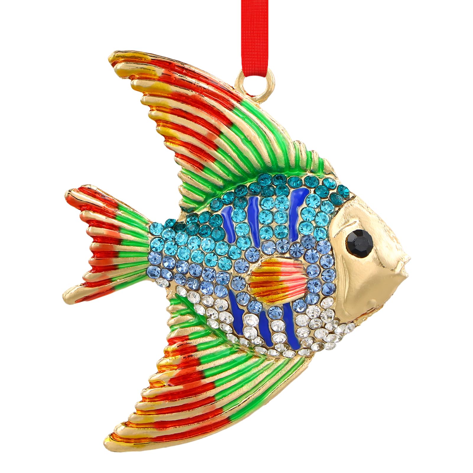 SICOHOME Tropical Fish Christmas Tree Ornament - Coastal Sea Ocean Hawaii Beach Themed Hanging Ornament with Rhinestones for Christmas Tree Gifts for Ocean Lover and Nautical Enthusiast