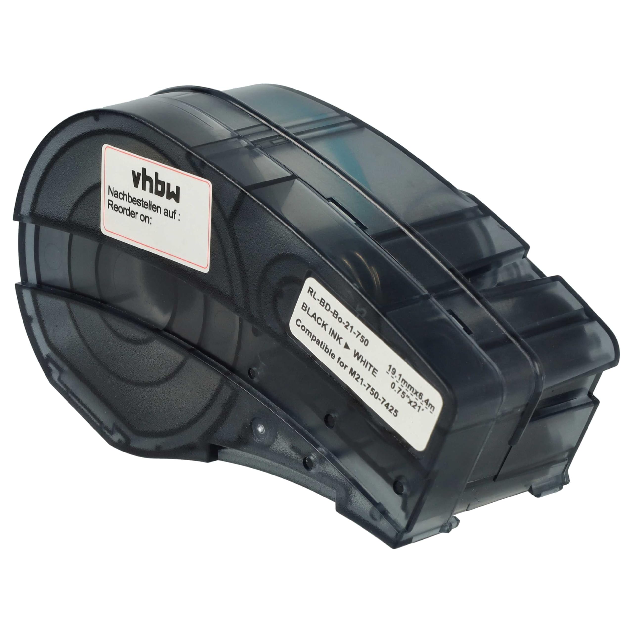 vhbw 5x Cassetta nastro compatibile con Brady M211 etichettatrice 6,4m x 19,05 mm nero su bianco, polipropilene