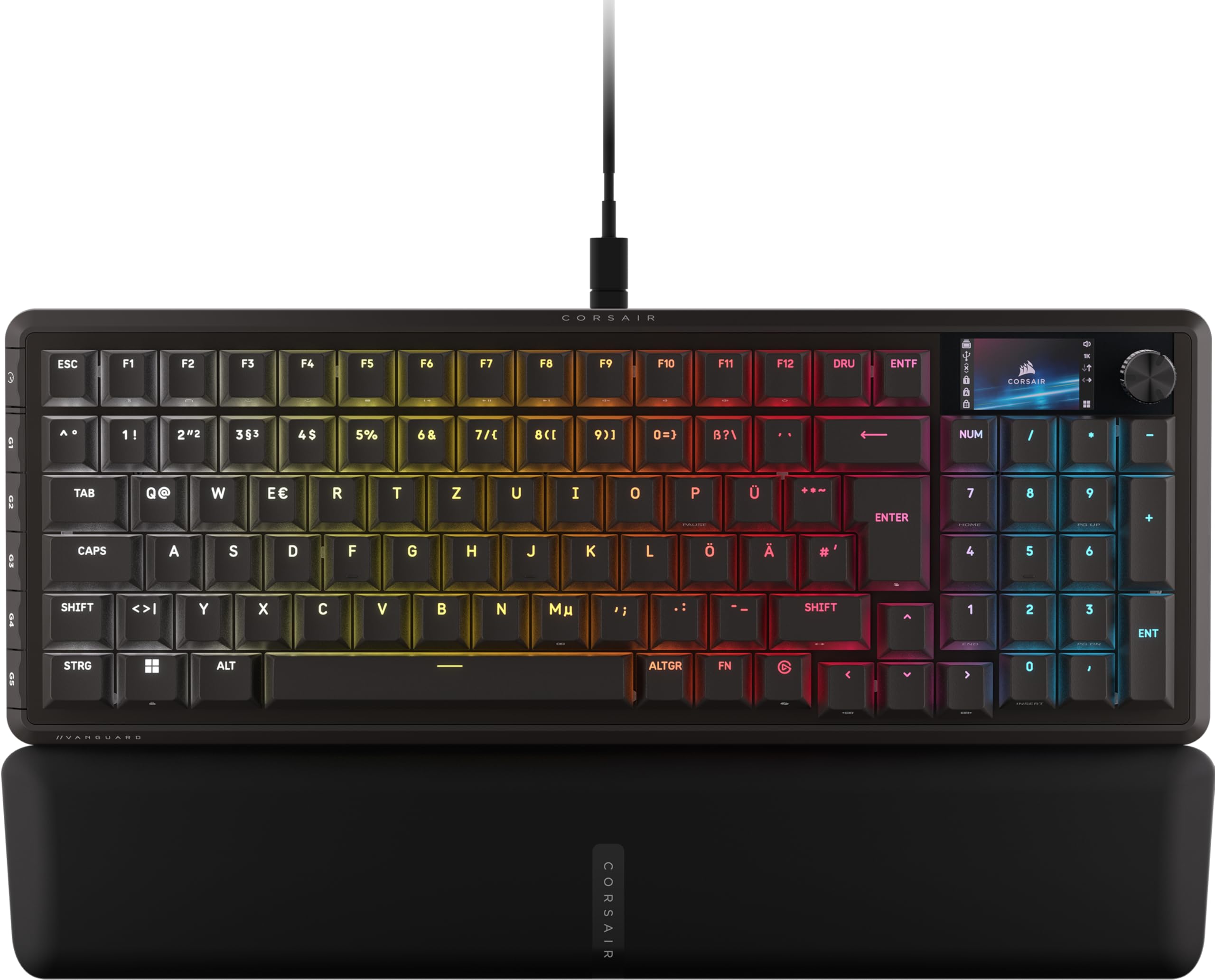 Corsair Vanguard PRO 96 Kabelgebundene Gaming-Tastatur Schwarz QWERTZ DE Hall-Effekt 96% MGX Hyperdrive Schalter 8000Hz Rapid Trigger Virtual Stream Deck SOCD Flashtap