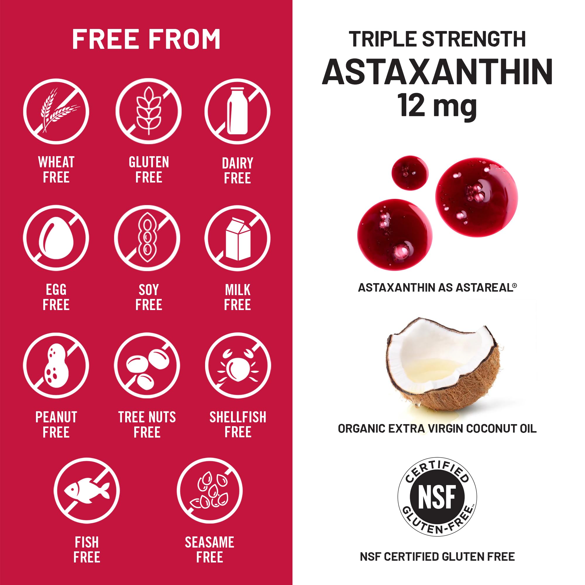 NatureWise Triple Strength Astaxanthin 12mg with AstaReal® - Vegan Antioxidant Supplement with Organic Coconut Oil - NSF Certified Gluten Free, 60 Softgels[60 Day Supply] — Amazon image 8