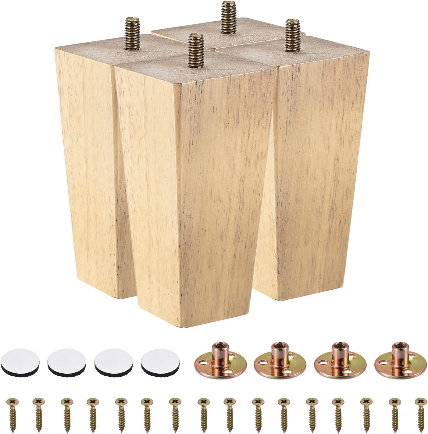 uxcell Furniture Legs, 4.7 Inch(120mm) Set of 4 Square