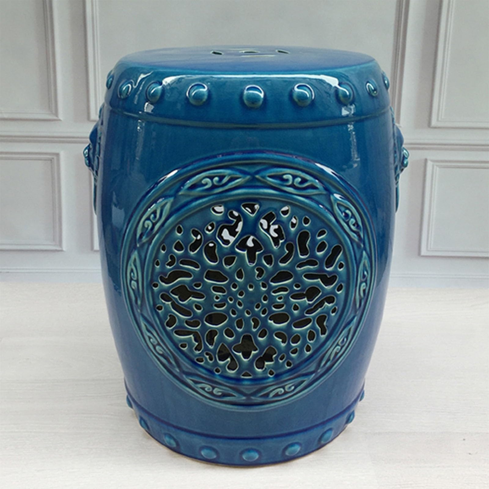 Tabouret De Jardin Chinois en Céramique, Tabouret Décoratif D'intérieur Et D'extérieur, Style Bohème, Style Campagnard Français, Idéal for Le Salon, Le Balcon Et Le Jardin(Wit)