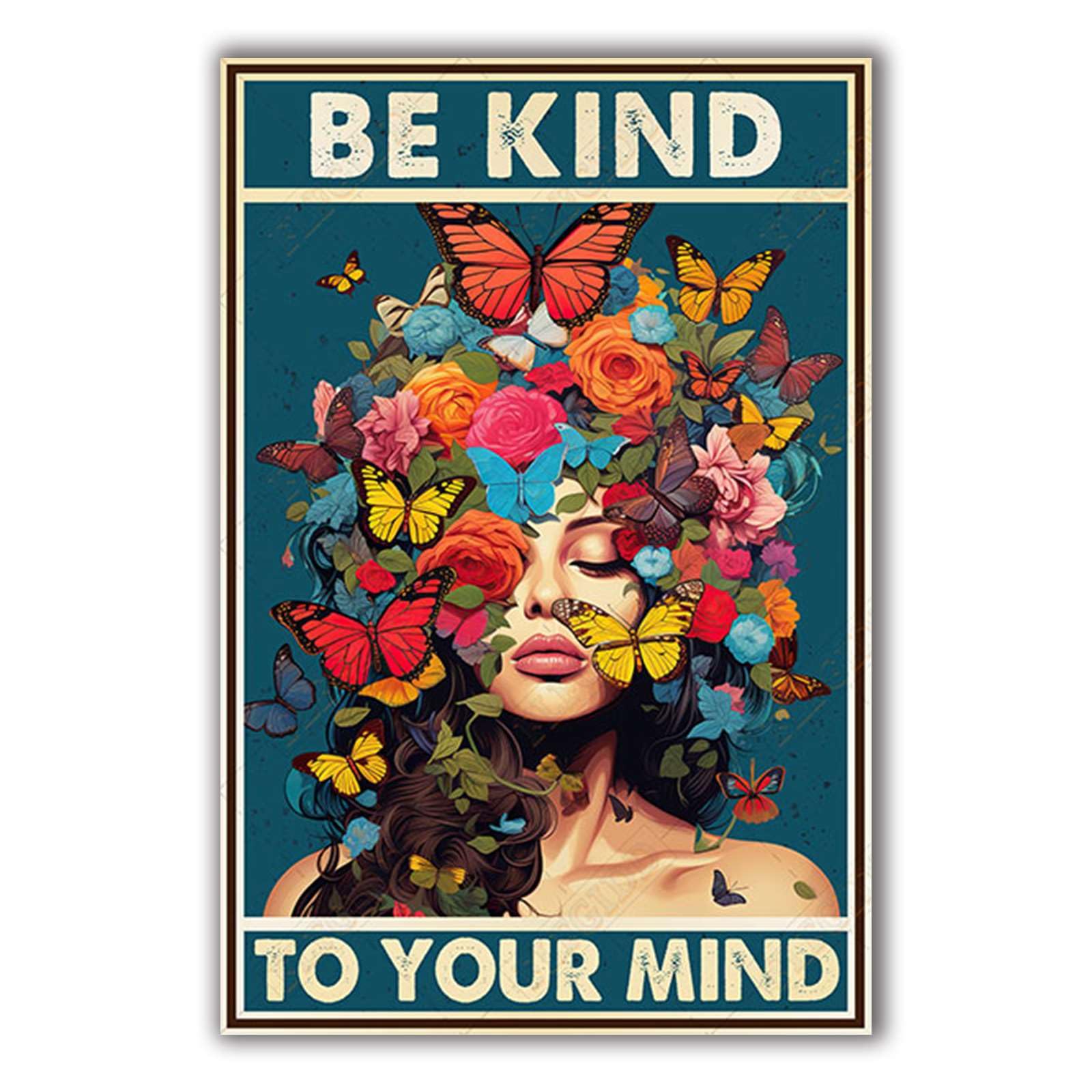 Anceky Be Kind To Your Mind Tin Sign Vintage Metal Sign Funny Wall Decor for Kitchen Yard Home Outdoor Window Cafe 12×8 Inch