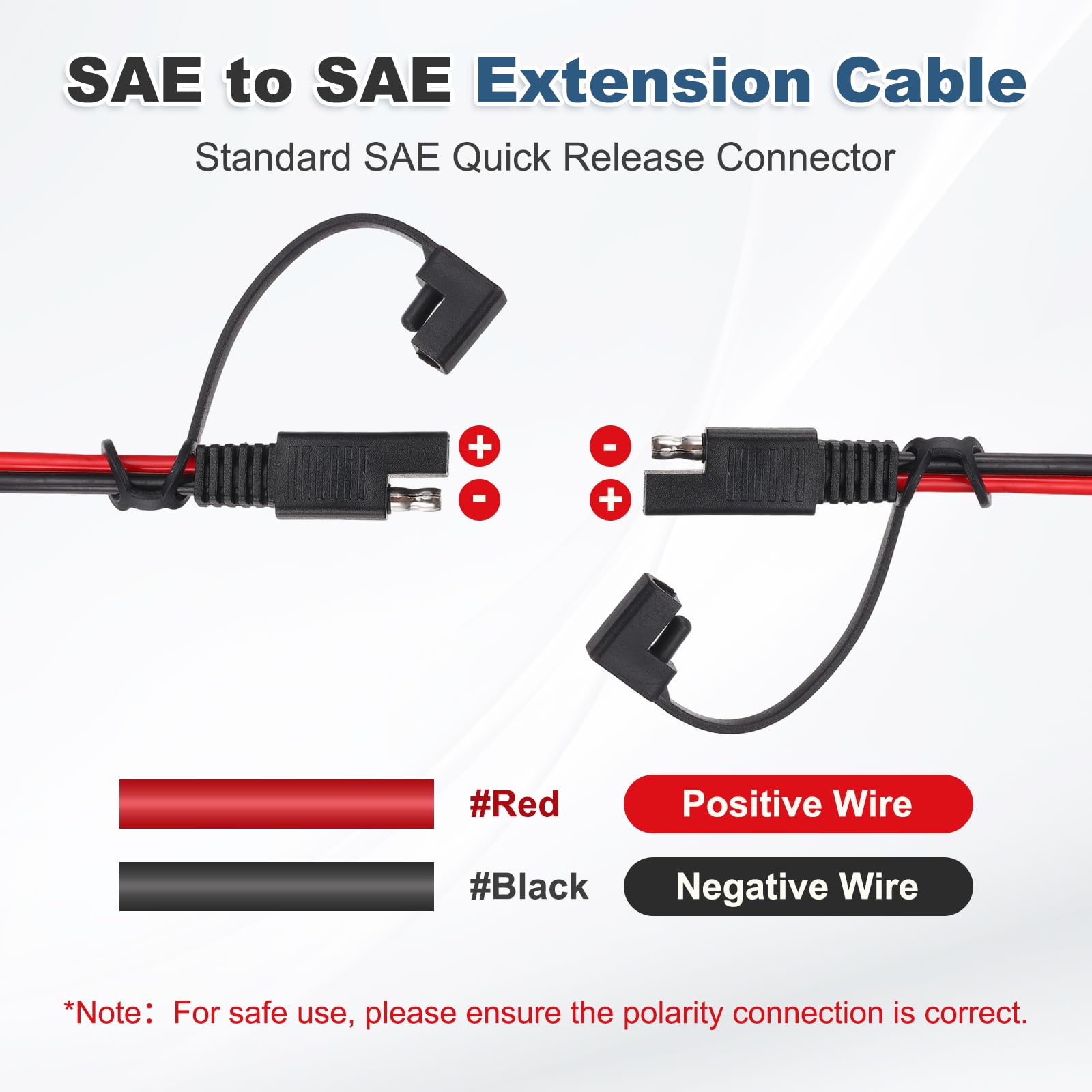 QUARKZMAN Cavo Di Estensione SAE, 30FT 16 AWG Cavo Connettore SAE A Sgancio Rapido Con Cappuccio Antipolvere Per Moto Auto Pannelli Solari Barche