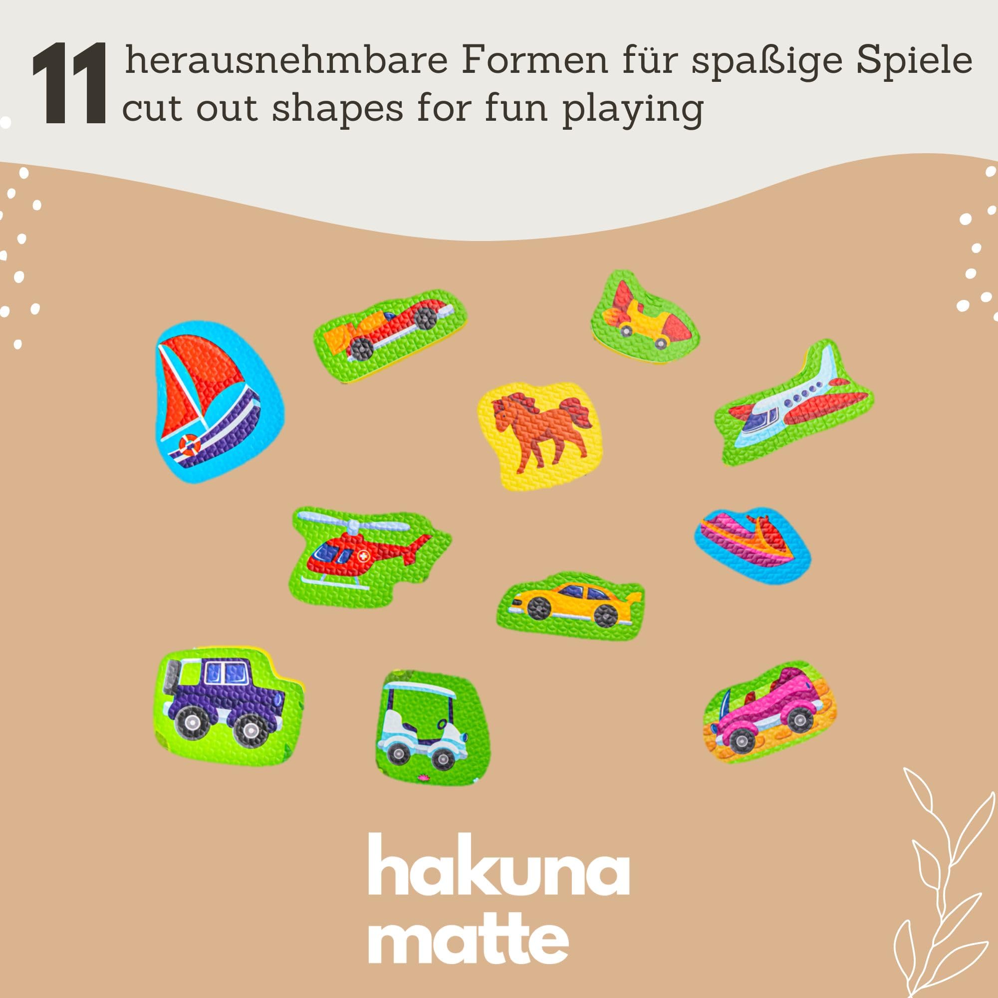 Hakuna Matte Alfombra Infantil Puzzle Diseño Coches 1,2 x 1,2m- 16 Piezas Interconectadas para el Piso - Alfombra Puzzle 20% + Gruesa – Certificado EN-71 Sin Olor – Empaque Caja de Cartón Reciclable