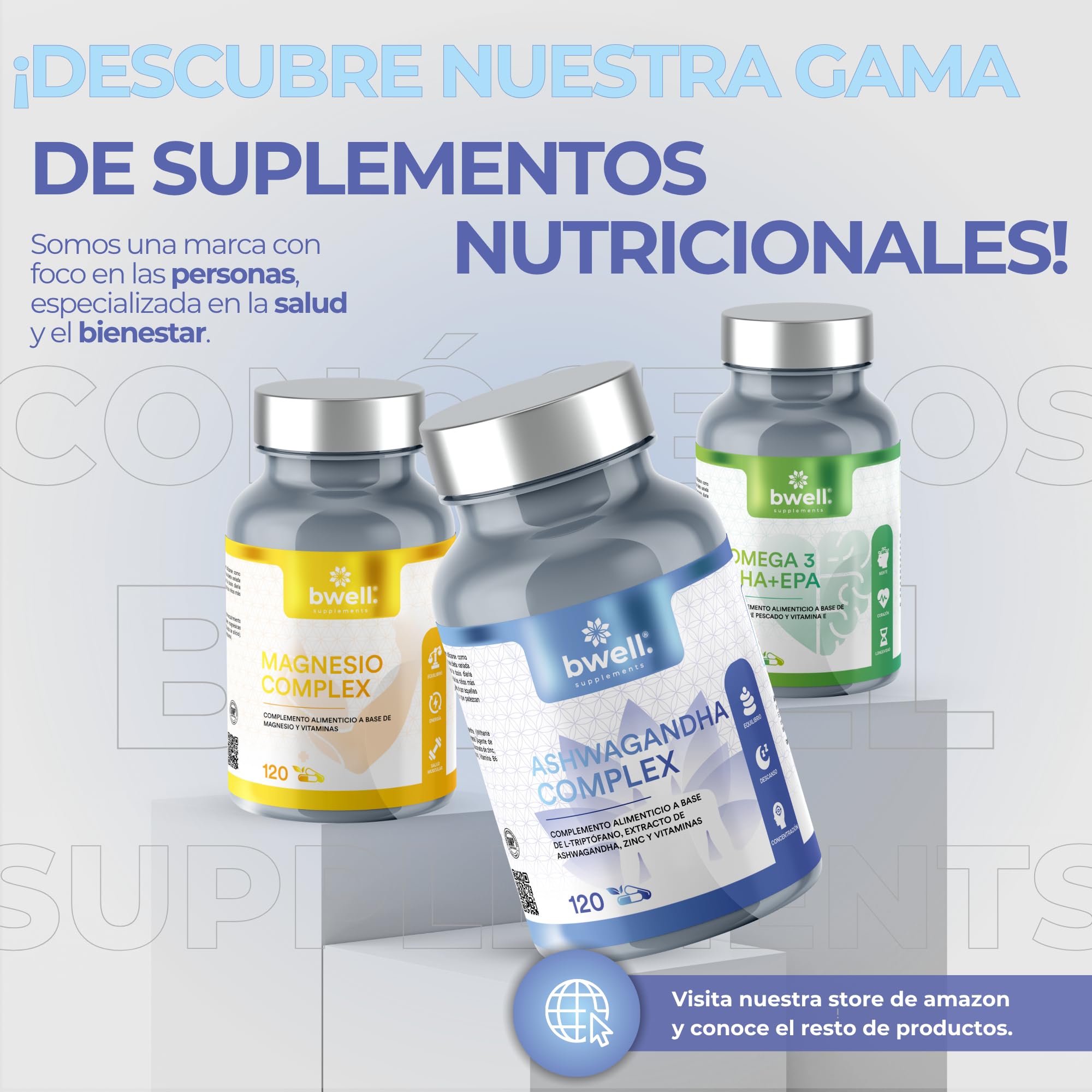 Ashwagandha Ksm-66 Pura 600mg Alta Biodisponibilidad Nootropico Natural 120 Capsulas para Cortisol Estres Sueño Sistema Inmunitario Extracto Raiz Zinc Triptofano Ingredientes Naturales sin OGM BWELL