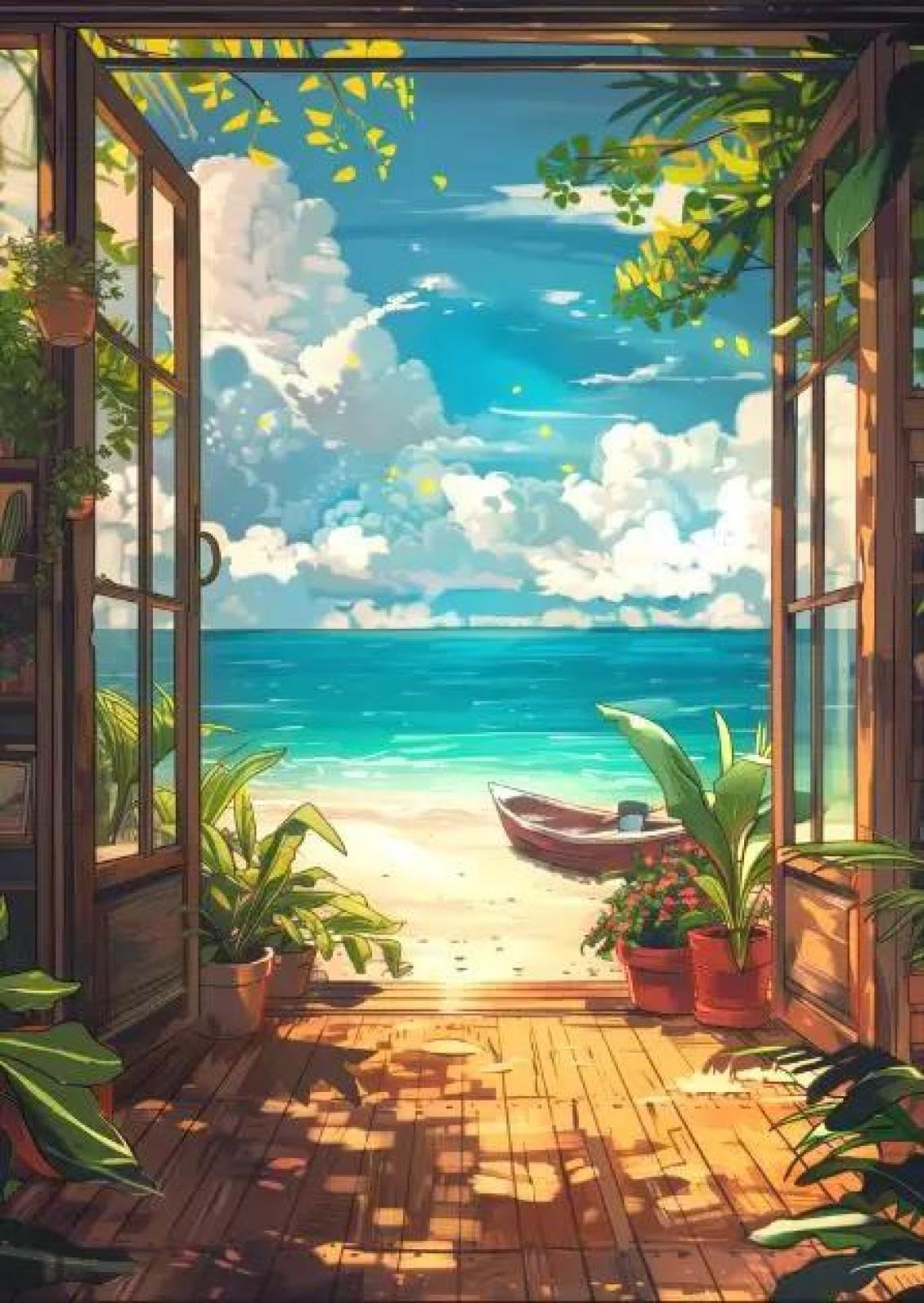 SHINERING Abstract Beach Forest Anime Landscape Canvas Painting Sea Summer Beach Wall Art Poster Prints For Living Room Home Decor A14 21X30Cm Unframed