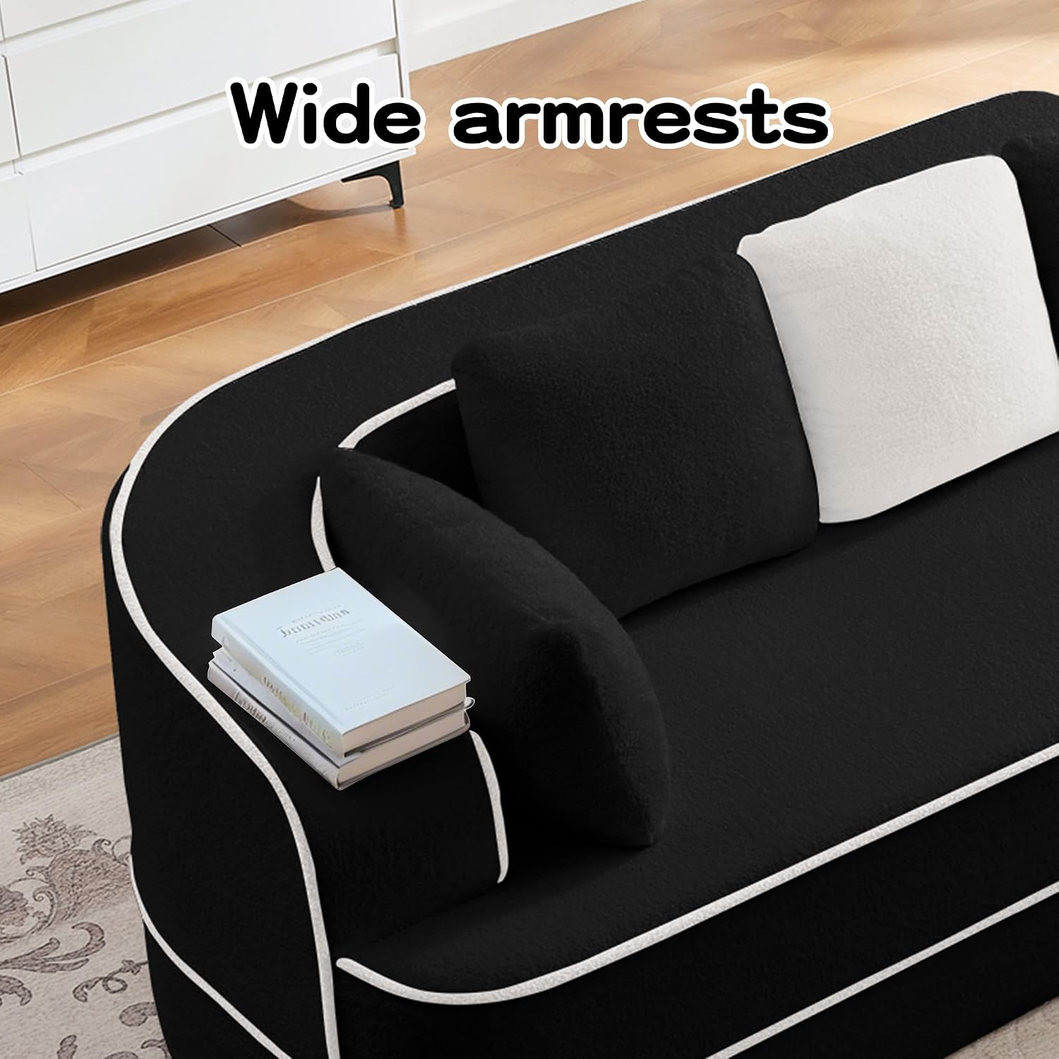77.2" Cloud Loveseat Sleeper Couch for Indoor Living Room,Boneless Lounge Sofa Bed Oversized Double Lounge Chaise Teddy Fabric,No Assembly Required