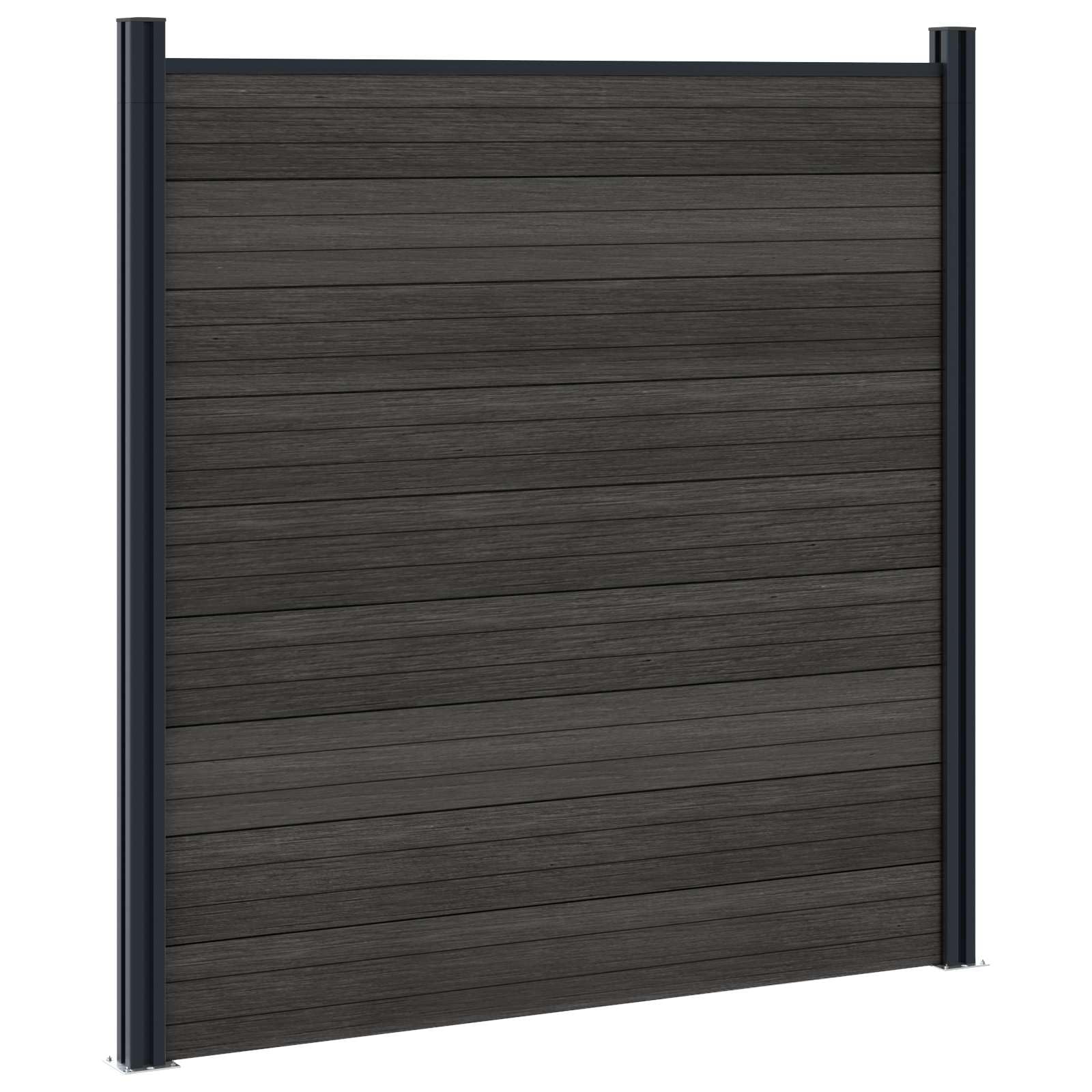 Zaunelement WPC und Aluminium Schwarz Gartenzaun Sichtschutz Zaunfeld Paneel mit robustem Metallrahmen 180x186 cm wetterfest einfache Montage für Terrasse Balkon Vorgarten Trennwand