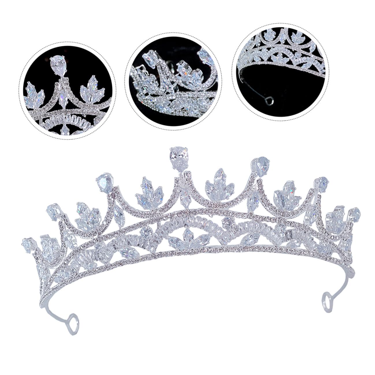 Ipetboom Hochzeitskrone Damen Zirkonia Brautkrone Haarschmuck Leicht und Langlebig für Frauen und Mädchen Braut Haarreif Stirnband Party Geschenk