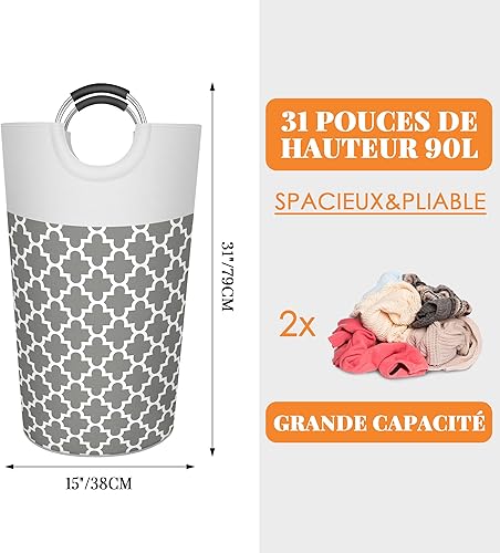Miniatura 2 de Caroeas Cesta ligera para ropa sucia de 90 litros (13 colores), cesta de lavandería impermeable, bolsa de lavandería con asas acolchadas, cesta de