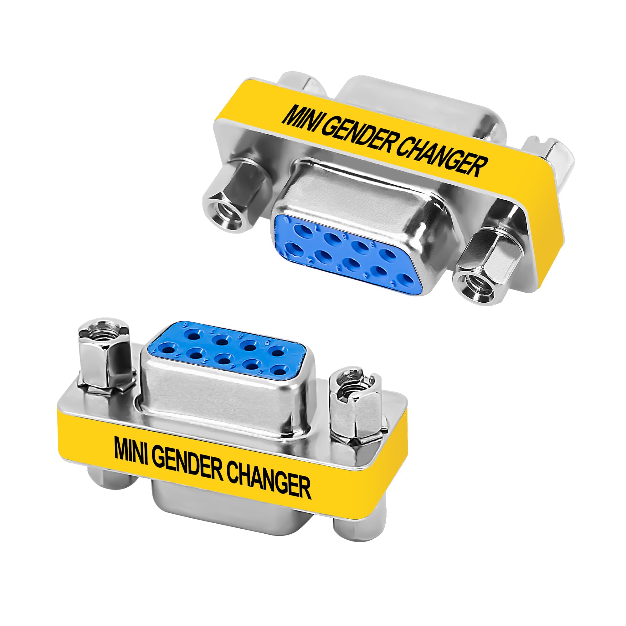 9-Pin DB9 Coupler 2 Pack, 9-Pin DB9 Female to Female Adapter Connector, Mini Gender Changer Extender Support 1080P Full HD-RS232 Serial Cable Coupler for Data Transfer