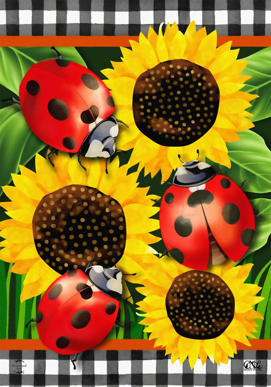 Ladybugs And Sunflowers Summer House Flag Floral Everyday 28" x 40" Briarwood Lane