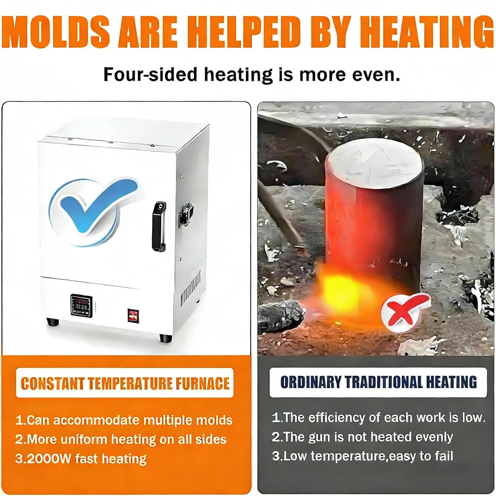 2000W Horno Mufla Desgasificación, Horno Digital Fibra Cerámica, Horno Alta Temperatura Laboratorio Cerrado, Colado A Cera Perdida, Recocido Metales Y Trabajos Tratamiento Térmico En Laboratorio