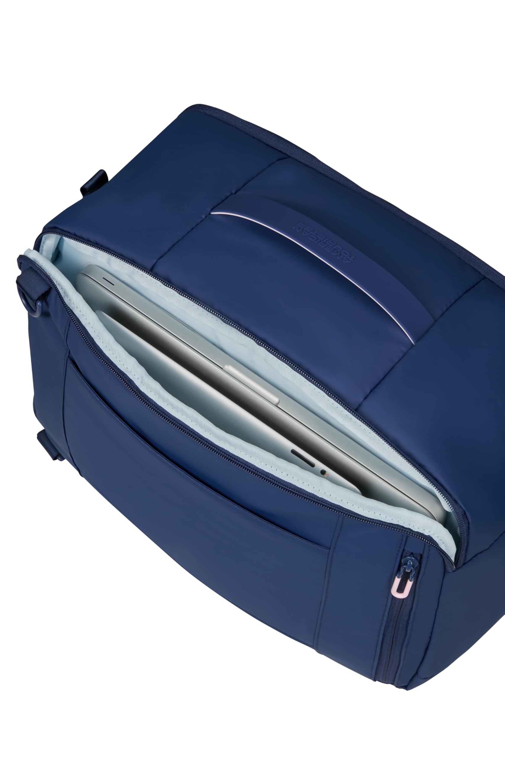American Tourister Puffypop - Bagage Cabine Sous-Siège Femme (40 x 25 x 20 cm, 21 L, 0.70 kg) - Sac de Cabine Polyvalent 3-Way, Sac à Dos Avion avec Compartiment Ordinateur 14" - Bleu (Navy)
