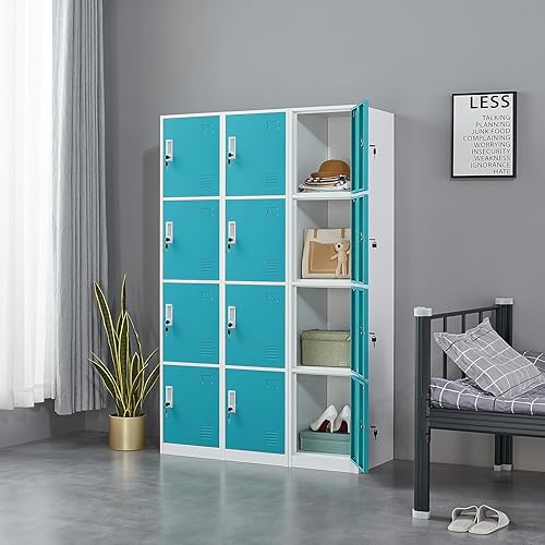 Miniatura 7 de Rophefx Armario de metal, armario de almacenamiento de acero de 4 niveles, armario de almacenamiento para el hogar y la escuela para niños,
