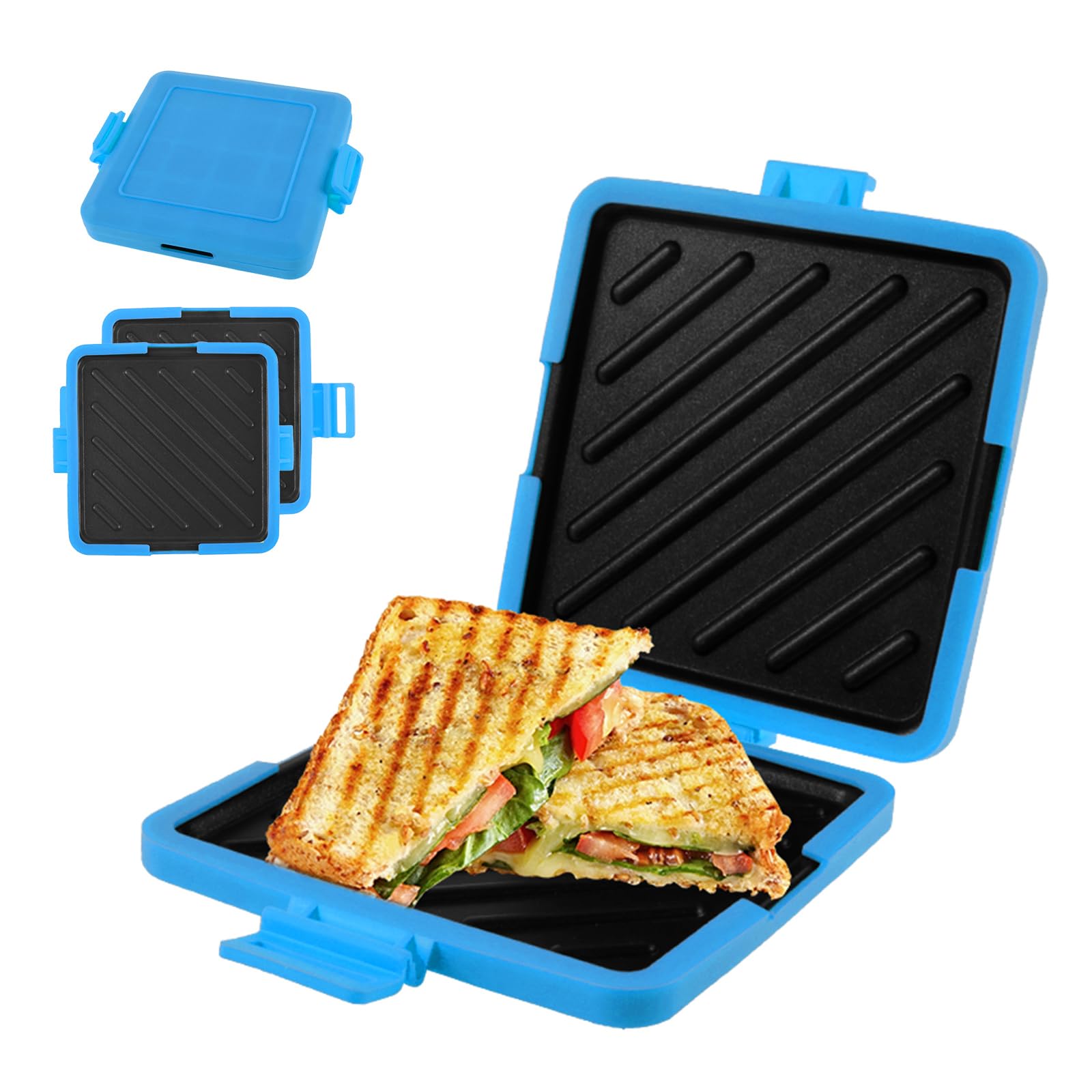Microwave Toastie Sandwich Maker, Silicone, Microwave-Safe Cookware, Heatwave Technology, Non-Stick Plates, Wireless for Cooking Delicious Crispy Sandwiches (Sky Blue)-image-46