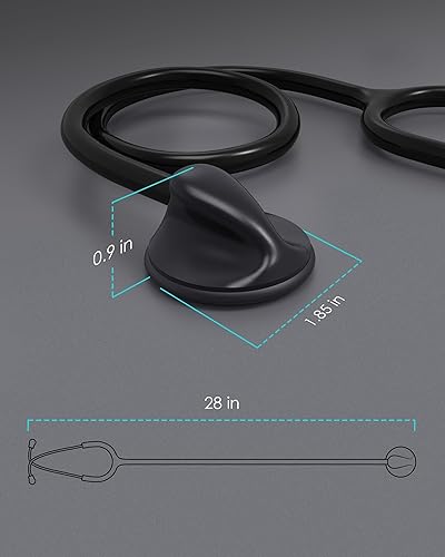 Miniatura 9 de Estetoscopio de una sola cabeza para médicosenfermerasestudiantes de enfermería, para uso médico y doméstico (tubo negro, sin estuche EVA)