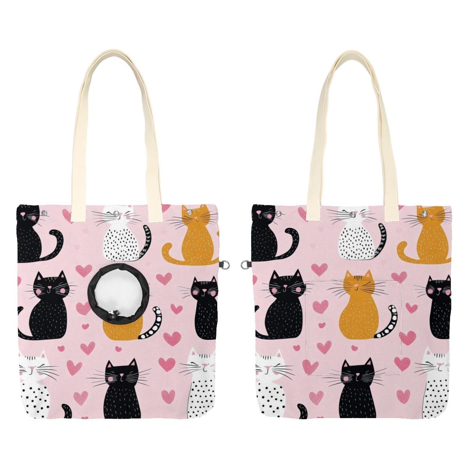 Sac à bandoulière en toile chats mignons portable pour animaux
