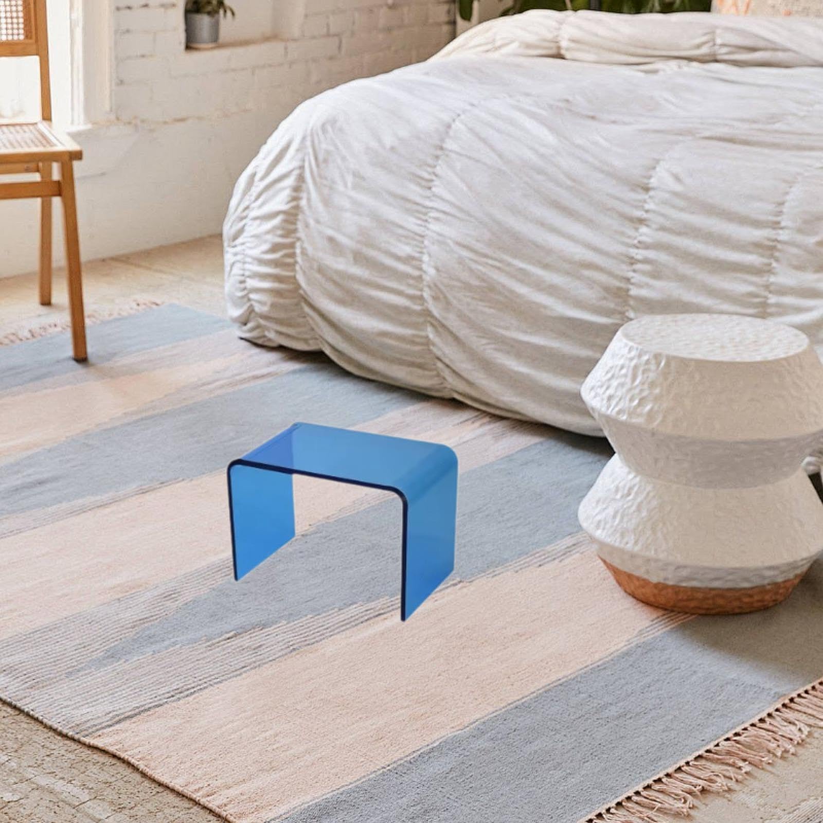 Acryl Trittschemel für Den Haushalt, Kompakter Fußhocker für Bad Und Küche, Blau