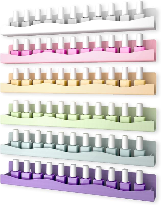 YMVV Organizador de Esmaltes com 6 Prateleiras de Acrílico para Parede, 38,1 cm, Cores Pastel