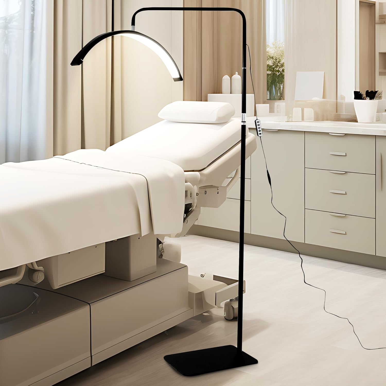 Hi_friend 23 inch Half Moon Lamp, Portable Esthetician Lash Light for Lash Tech, Bright Eyelash Extension Arched LED Floor Light, Lashing Lamp for Beauty, Skincare, Lashes (Black) Black 23