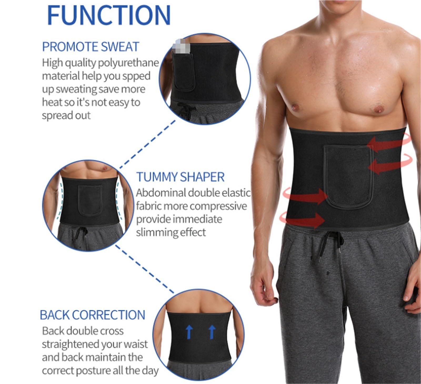 Fajas Waist Trainer Cinturón For Adelgazar De Cintura, Sauna, Abs, Entrenamiento De Cintura Unisex, Cinturón Envolvente Abdominal Entrenador de Cintura