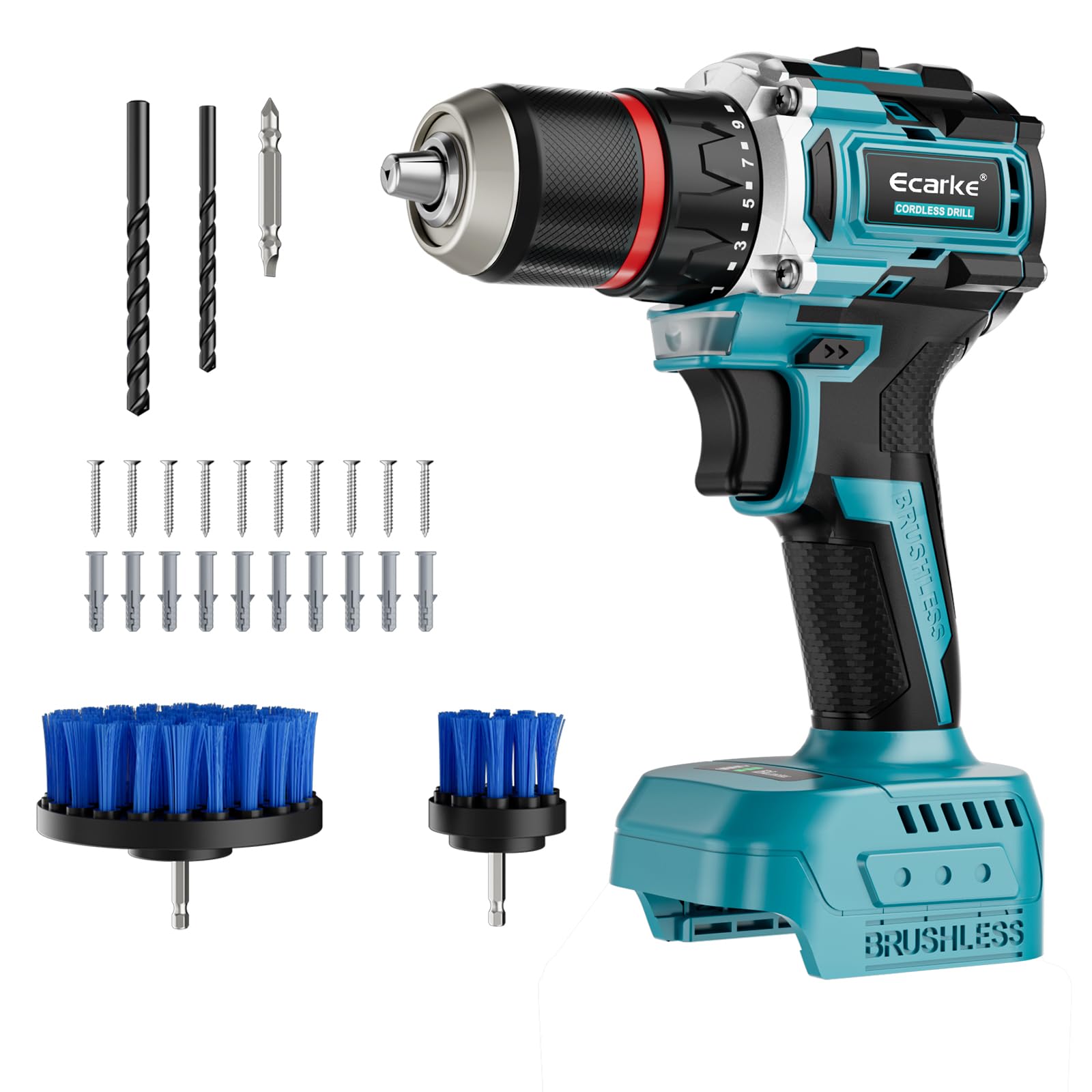 Ecarke - Taladro atornillador inalámbrico Ma-kita 18 V, 50 Nm, velocidad 500-2000 rpm, 2 velocidades ajustables (sin batería ni cargador)