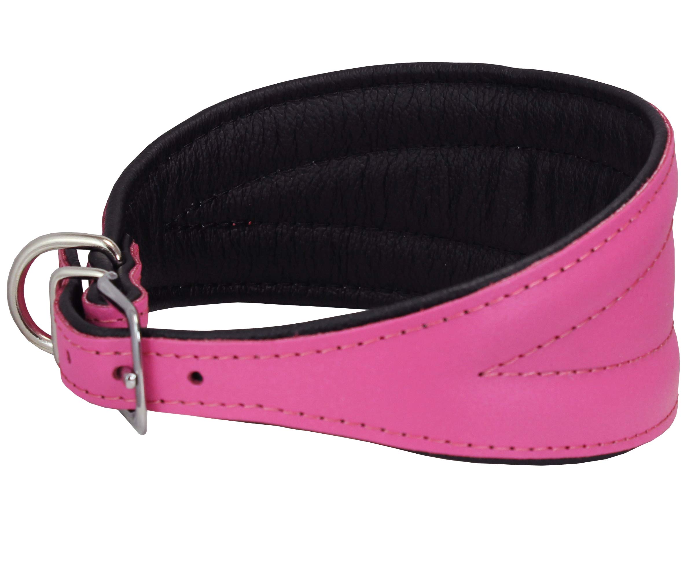 Dogs My Love Hundehalsband, Echtleder, extra breit, gepolstert, konisch, 41,3 - 47,6 cm Halsumfang, 7,6 cm breit, Rosa