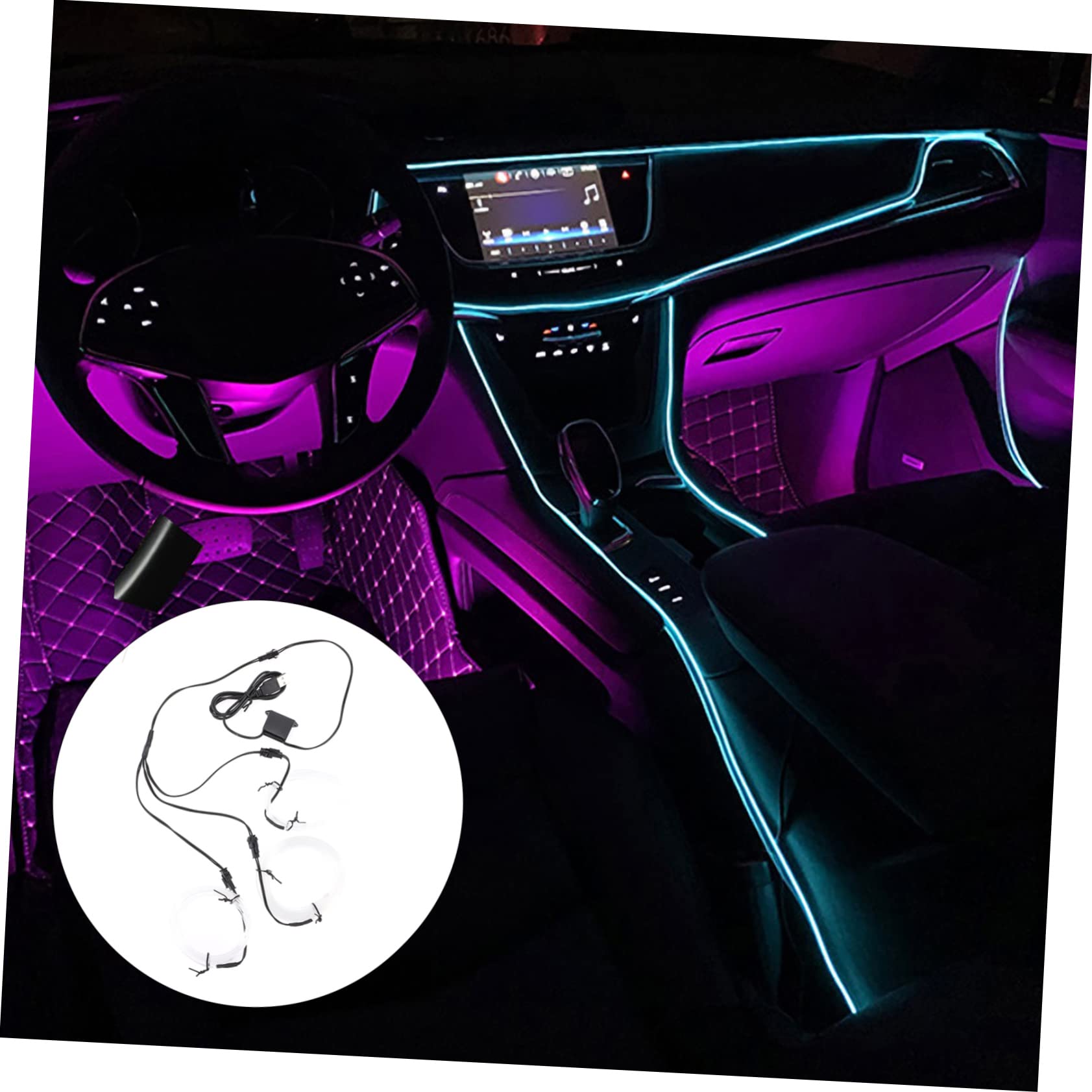 GLEAVI 2piezas Luces Led Ambientales para Interior De Automóvil Iluminación Decorativa USB Instalación Sin Daños Diseño y Consumo Ilumina Tu Experiencia De Conducción