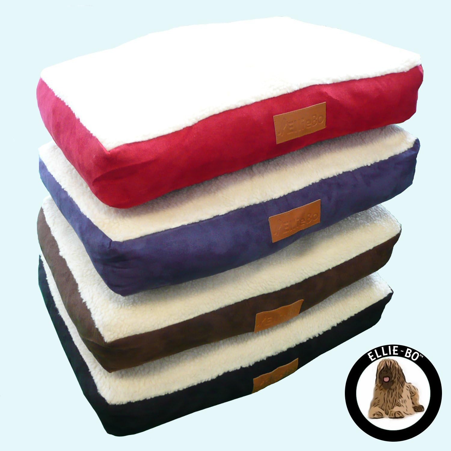 EllieBo Dog Bed with Faux Suede and Sheepskin Topping for