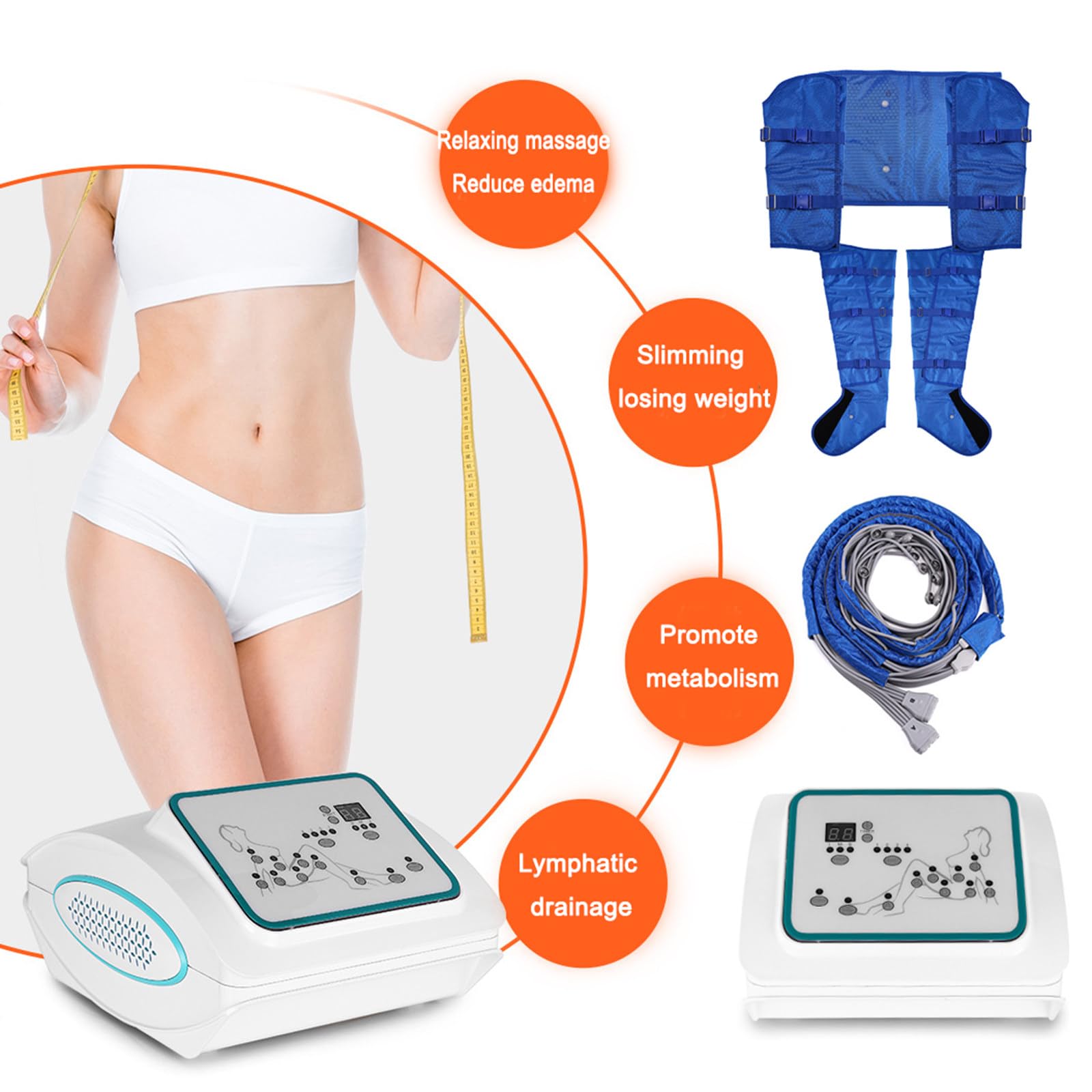 Luftkompressions-Massagegerät, Luftmassagegerät Lymphgerät Lymphdrainage Massagegerät Unterdruckmassagegerät Luftkompression Massagegerät Pressotherapie Lymphgerät 350W