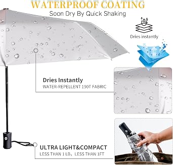 UPF 50+ UV Umbrellas for Sun Protection 41 Inch,Large Automatic Umbrellas for Rain Windproof, Compact Folding UV Blocking for Beach, Golf, Hiking & Daily Use