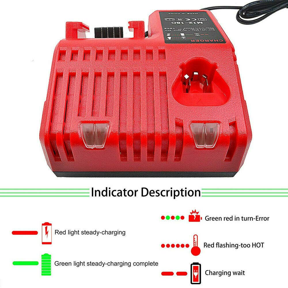 18 V 5,0 Ah M18B5 C18B Li18 akumulator zastępczy z ładowarką do Milwaukee M18, M18BX, M18B4, M18 XC, M18B9, 48-11-1828, 48-11-1840