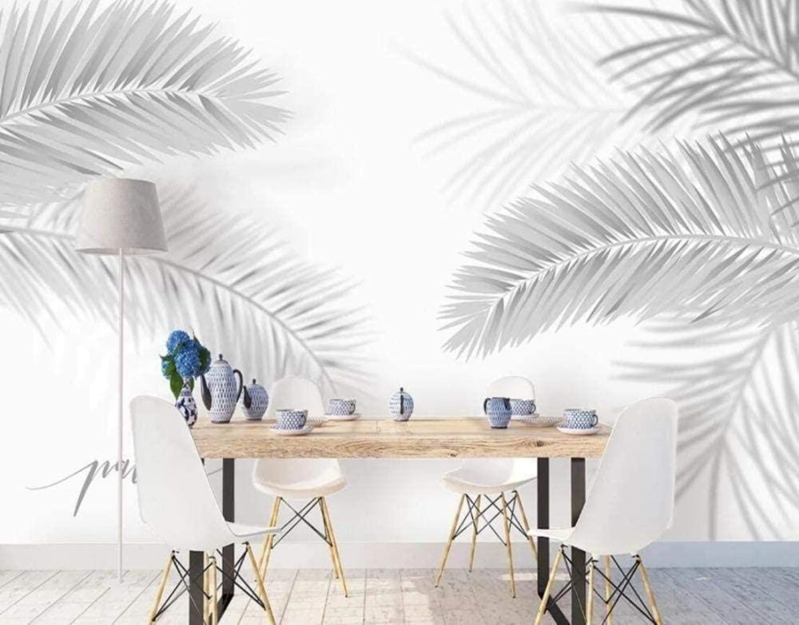 Revêtement 3D moderne mural blanc paysage minimaliste chic pour fond de bureau élégant