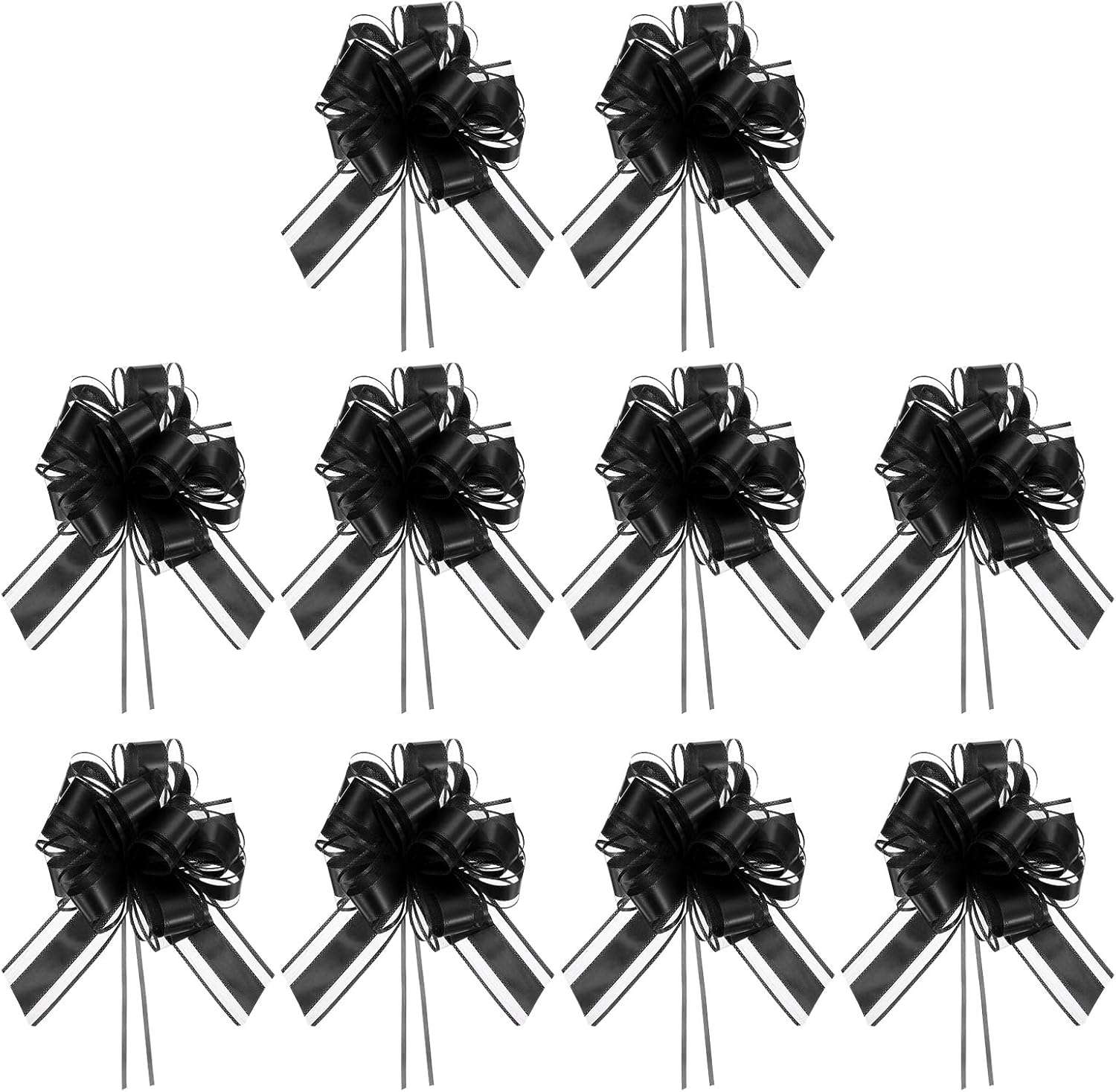 PATIKIL Large Gift Bow 8x6 Inch, 10 Pack Pull Bows for Gift Wrapping Present Wedding Valentine's Day Party Birthday Christmas Basket Decoration, Black
