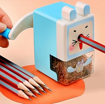 Wolpin 1 Pc Sharpener for Pencil Long Point Metal Sharpener for Kids Tabletop Cartoon