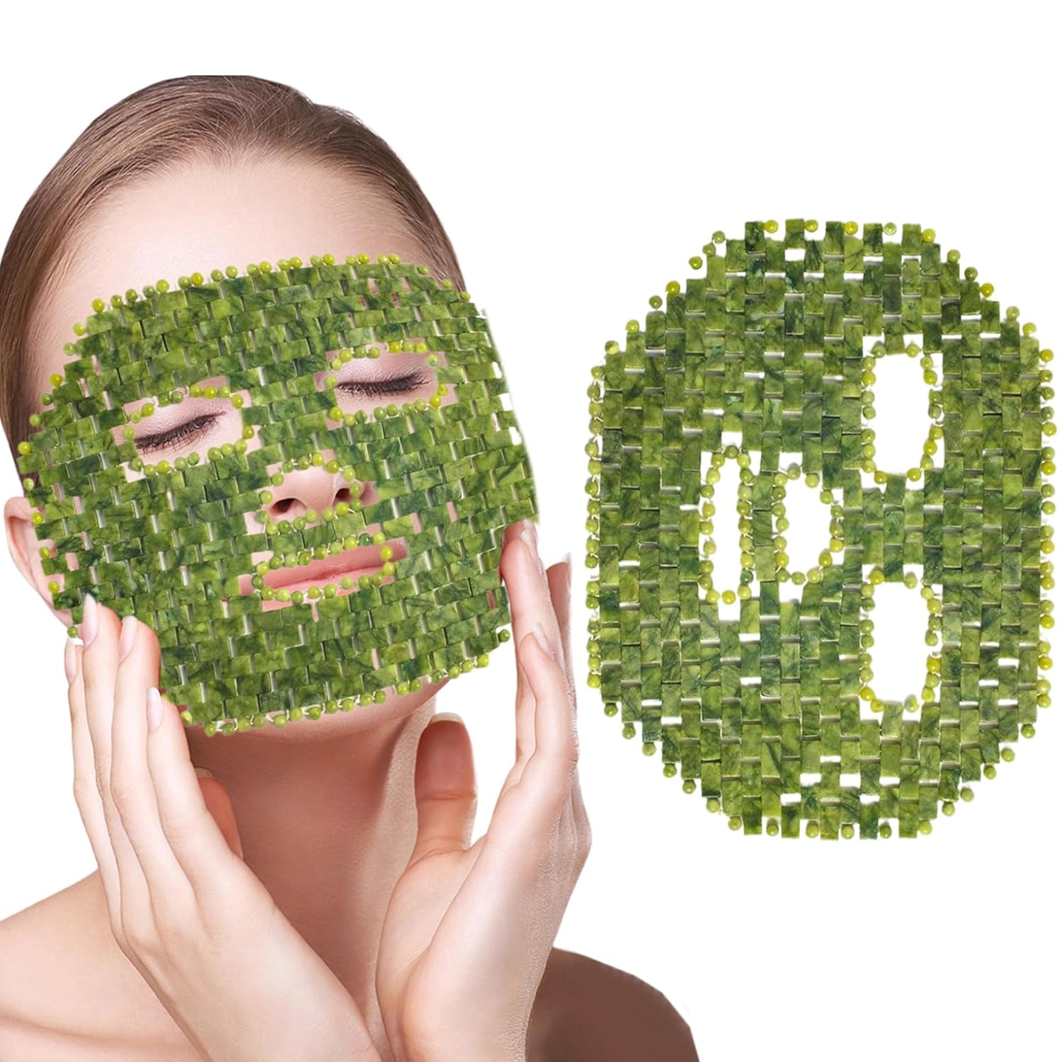 NIDONE Jade Mask, Natural Jade Eye Mask for Facials, Cooling Face Masks Alleviate Puffiness Face Massage Puffy Eyes Dark Circles