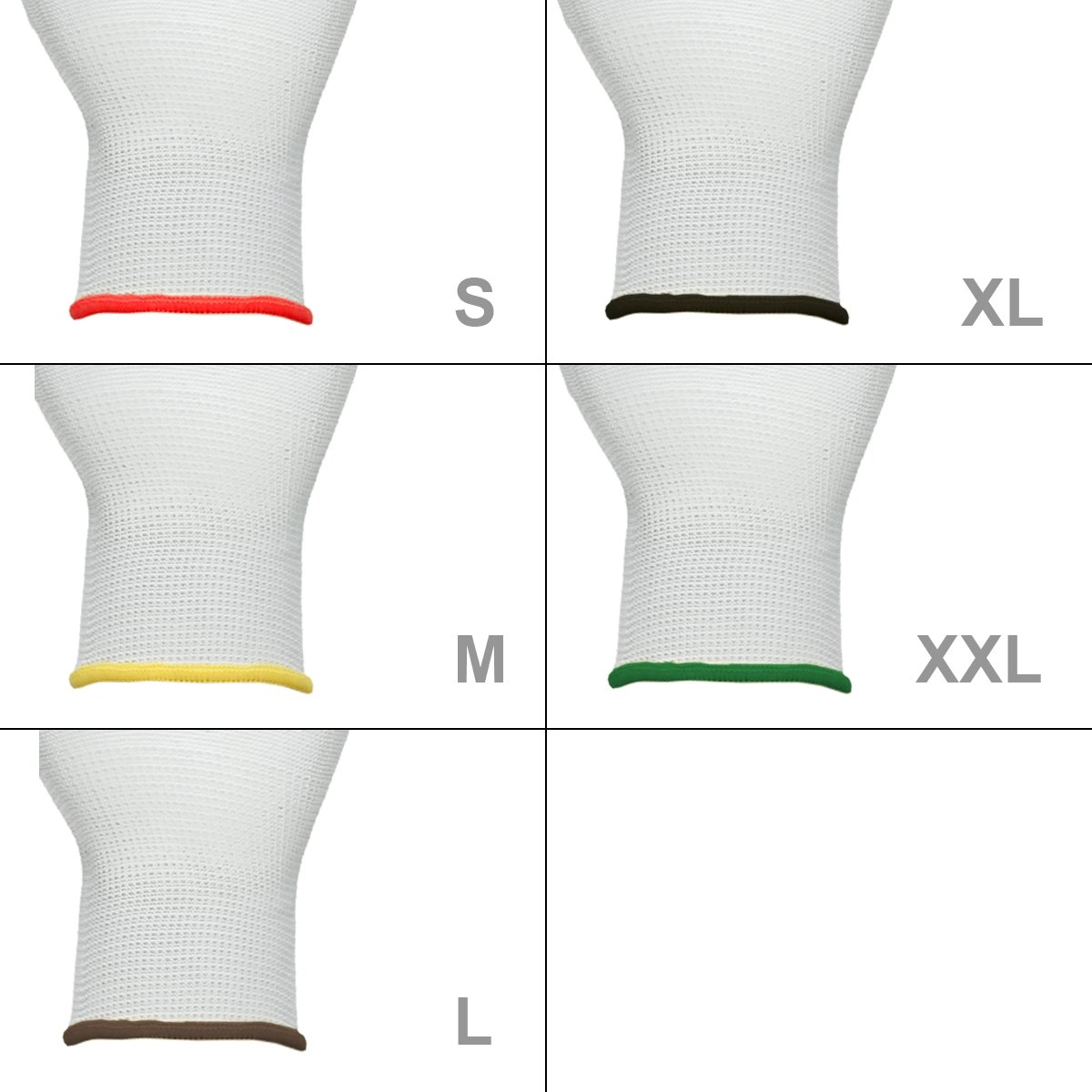 ECD Germany 36 paires de Gants de travail en PU, taille 8-M, couleur blanc, gants de mécanicien en nylon gants de jardin
