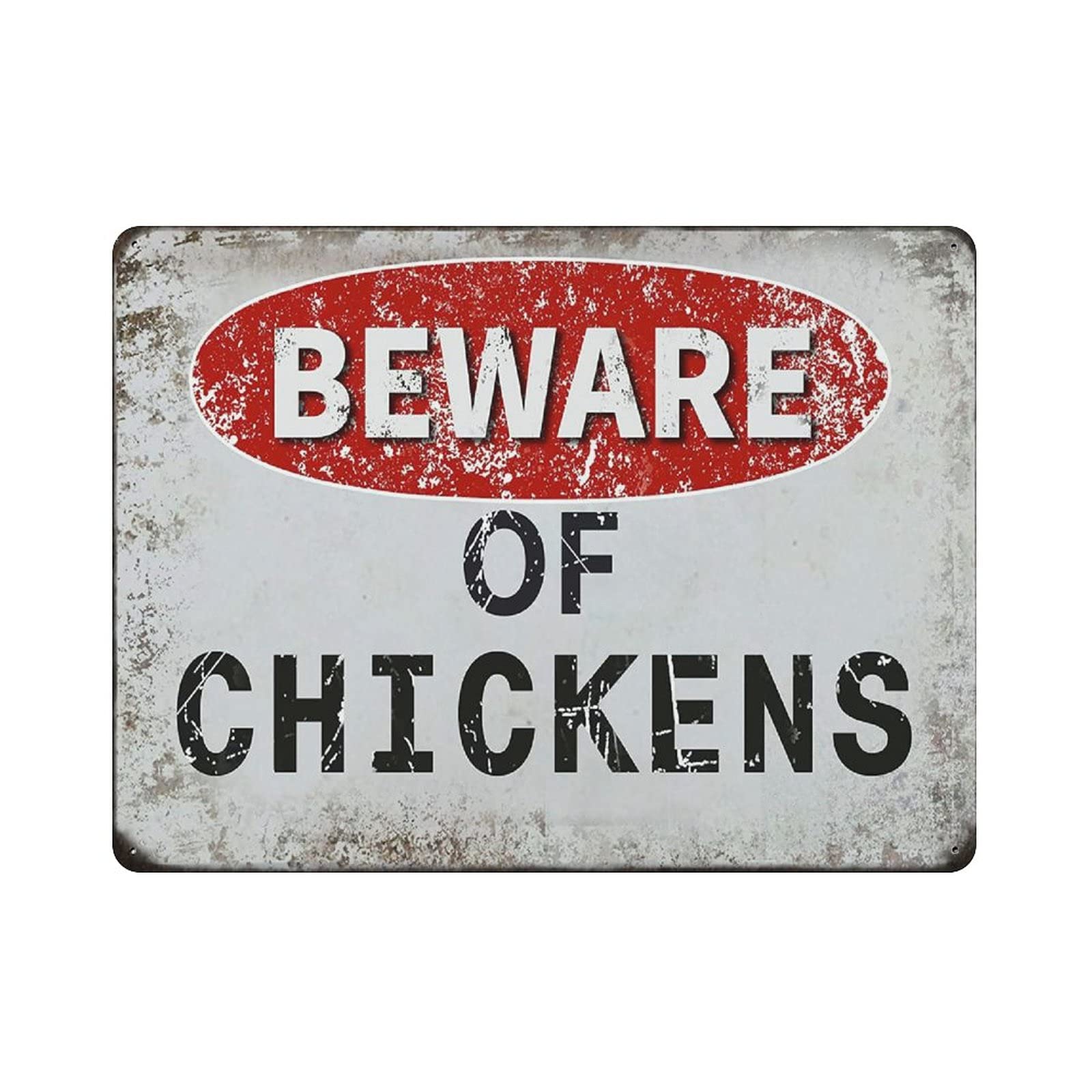 Metal Tin Sign Beware of Chickens Vintage Tin Poster Metal Sign Wall Decoration Country Kitchen Home Garage Decor 12"x16"